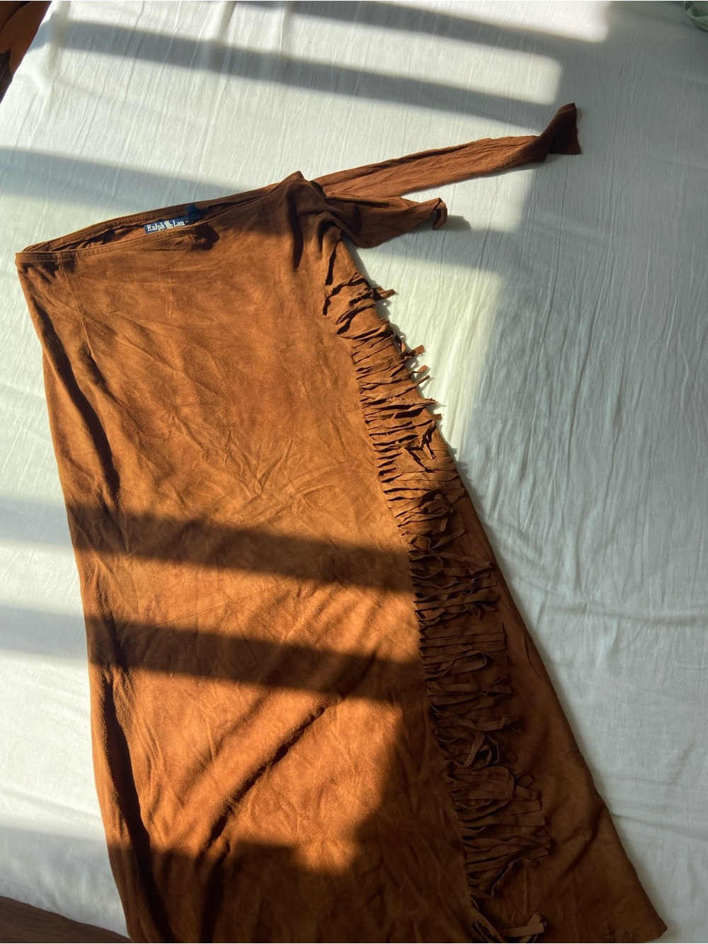 Ralph Lauren Suede Fringe Wrap Skirt
